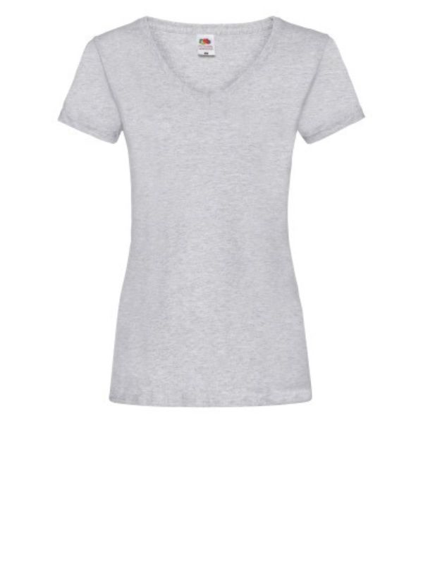 Женская Футболка Fruit of the Loom Valueweight Ladies V-Neck Серый Меланж S
