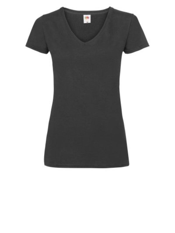 Женская Футболка Fruit of the Loom Valueweight Ladies V-Neck Черный XS