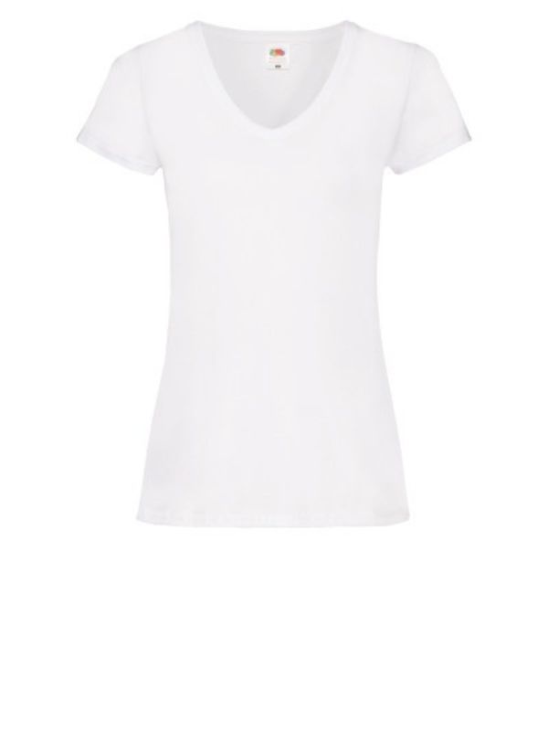 Женская Футболка Fruit of the Loom Valueweight Ladies V-Neck Белый XS