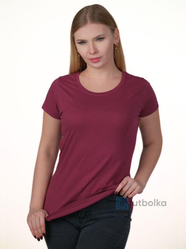 Женская Футболка Плотная Fruit of the Loom Ringspun Premium Бордовый XS