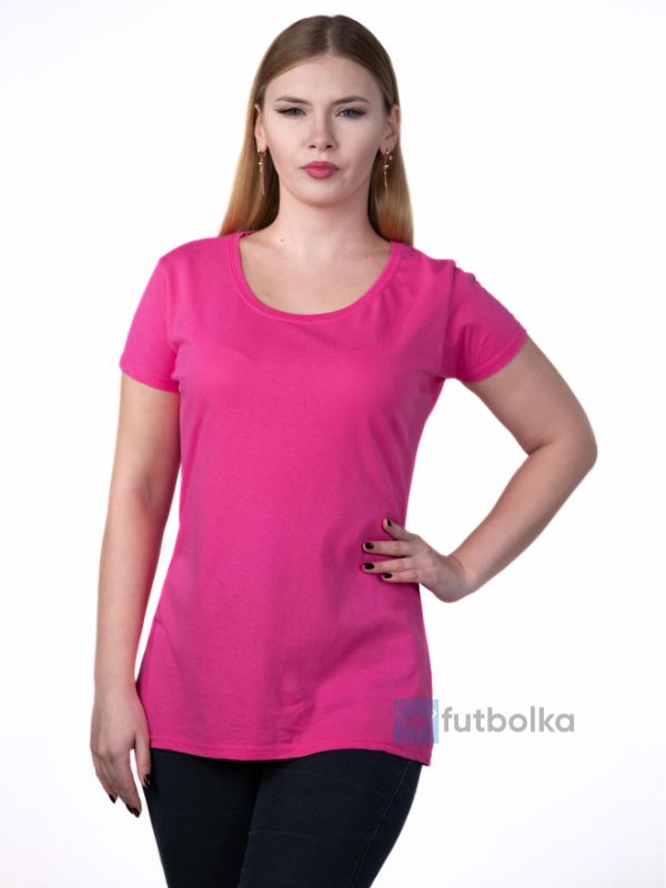 Женская Футболка Плотная Fruit of the Loom Ringspun Premium Фуксия L