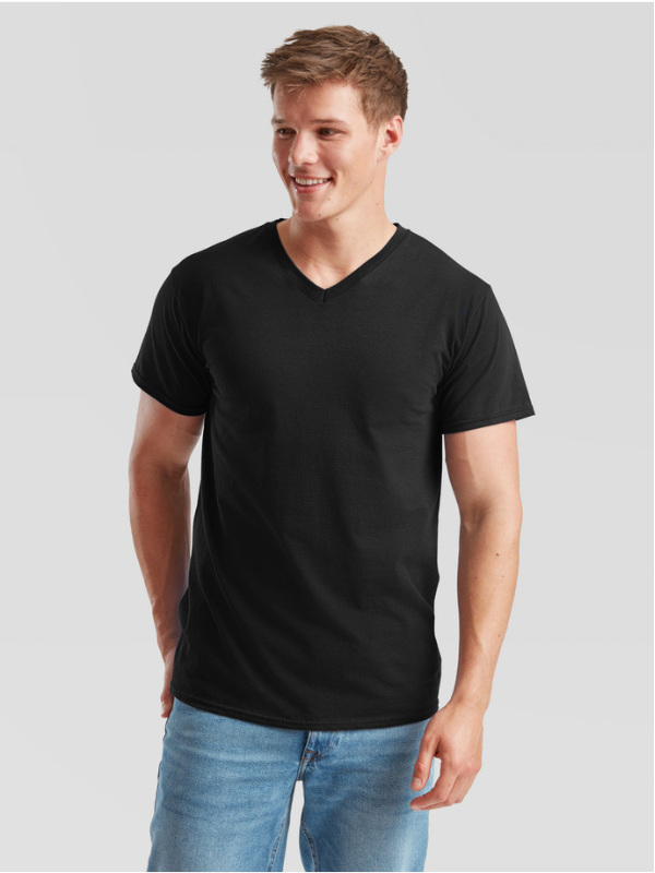 Мужская Футболка с V-Образным Вырезом Fruit of the Loom Valueweight V-Neck Черный S
