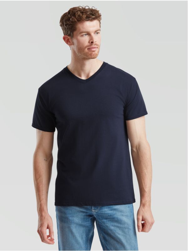 Мужская Футболка с V-Образным Вырезом Fruit of the Loom Valueweight V-Neck Темно-синий S