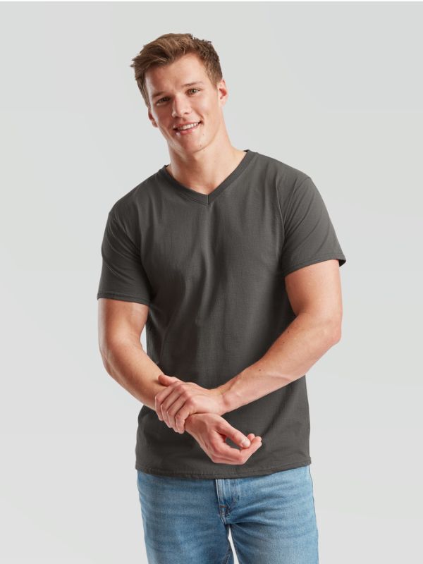 Мужская Футболка с V-Образным Вырезом Fruit of the Loom Valueweight V-Neck Світлий графіт S
