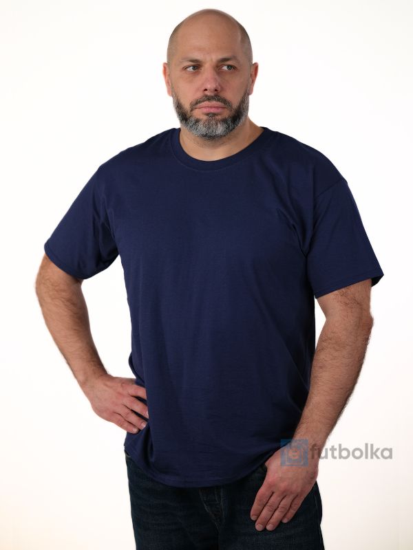 Мужская Футболка Мягкая Плотная Fruit of the Loom Iconic 195 Ringspun Premium Темно-Синий S