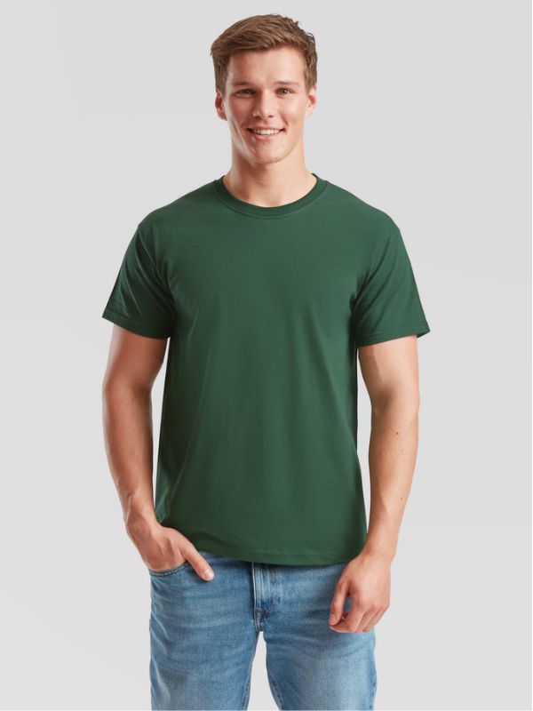 Мужская Футболка Мягкая Плотная Fruit of the Loom Iconic 195 Ringspun Premium Темно-Зеленый S