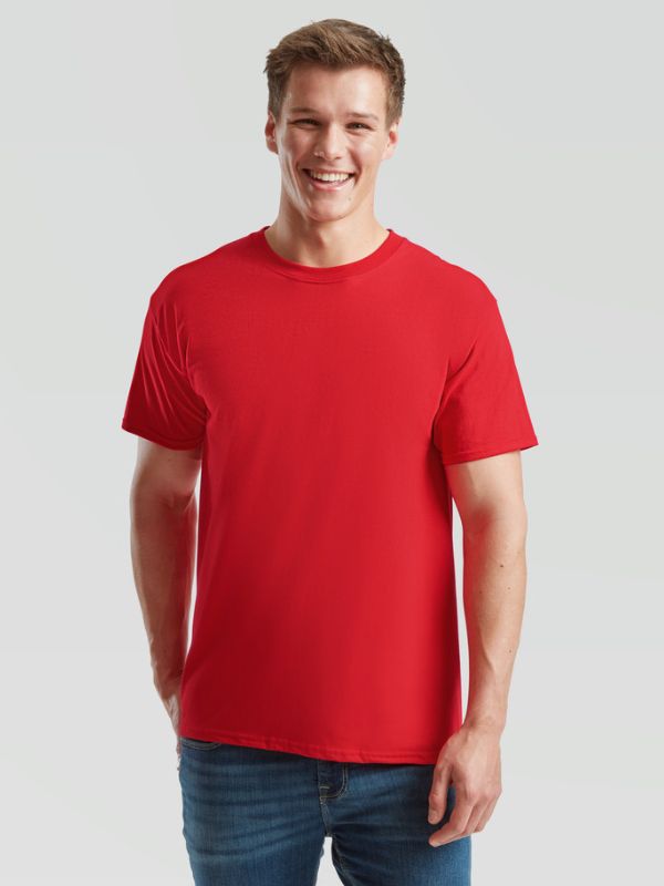 Мужская Футболка Мягкая Плотная Fruit of the Loom Iconic 195 Ringspun Premium Красный S