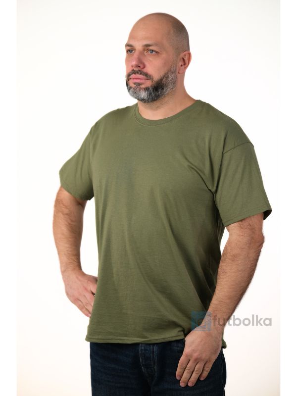 Мужская Футболка Мягкая Плотная Fruit of the Loom Iconic 195 Ringspun Premium Оливковый S