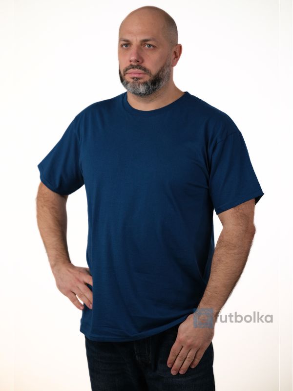 Мужская Футболка Мягкая Плотная Fruit of the Loom Iconic 195 Ringspun Premium Горный Синий S