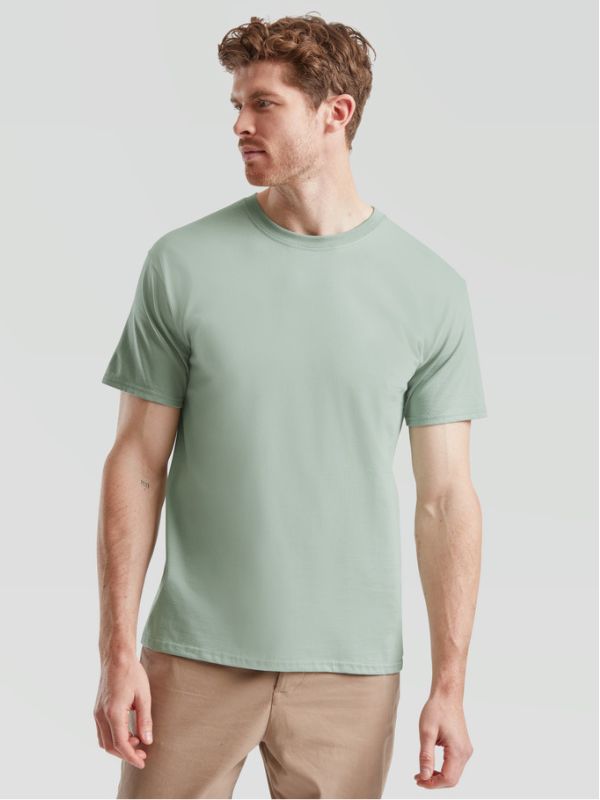 Мужская Футболка Мягкая Плотная Fruit of the Loom Iconic 195 Ringspun Premium Шалфейный S