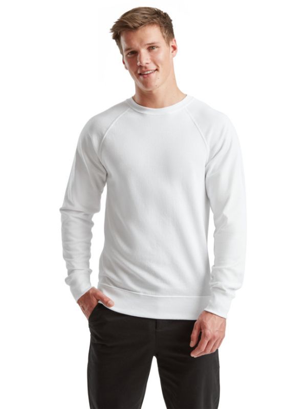 Мужской Свитшот Легкий Однотонный Без Начеса внутри Fruit of the Loom Raglan Sweat Белый S