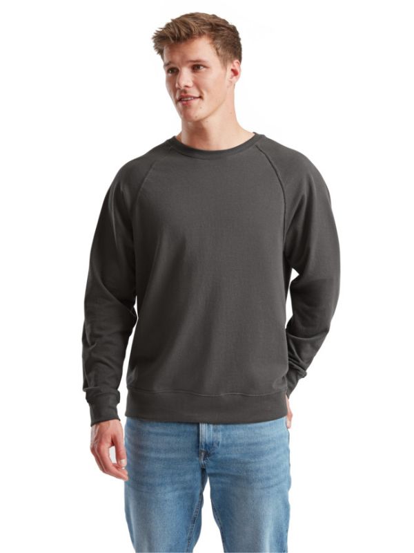 Мужской Свитшот Лёгкий Однотонный Без Начеса Fruit of the Loom Raglan Sweat Графит S