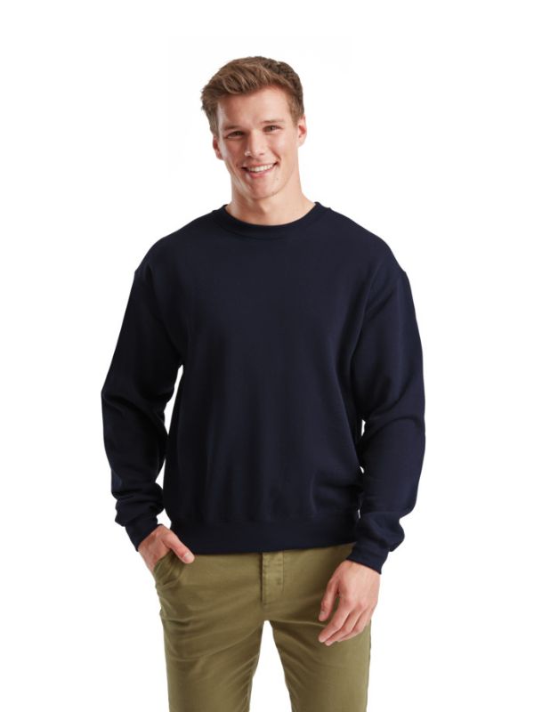 Мужской Свитшот Теплый Однотонный Белый Fruit of the Loom Classic Set-In Sweat Глубокий Темно-Синий S