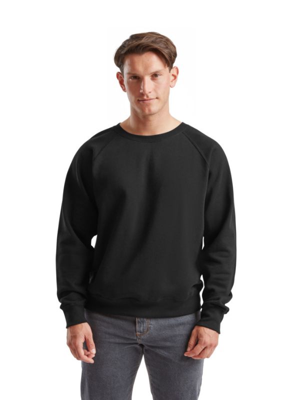Мужской Свитшот Белый с Начесом Футер Однотонный Fruit of the Loom Classic Raglan Sweat Черный S