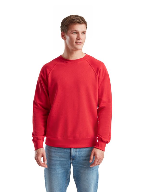 Чоловічий світшот з Начосом Футер Однотонний Fruit of the Loom Classic Raglan Sweat Червоний S