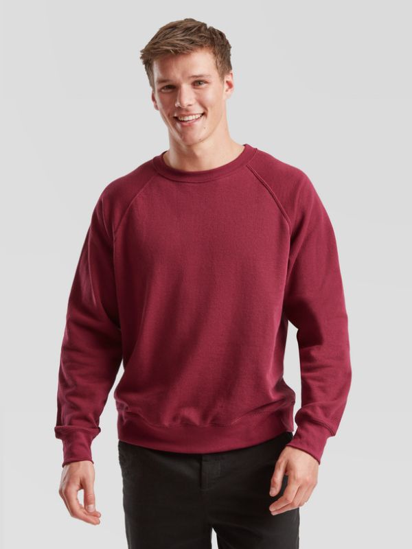 Мужской Свитшот Белый с Начесом Футер Однотонный Fruit of the Loom Classic Raglan Sweat Бордовый S