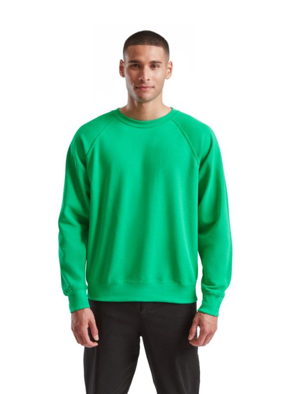 Мужской Свитшот Белый с Начесом Футер Однотонный Fruit of the Loom Classic Raglan Sweat Ярко-Зеленый S