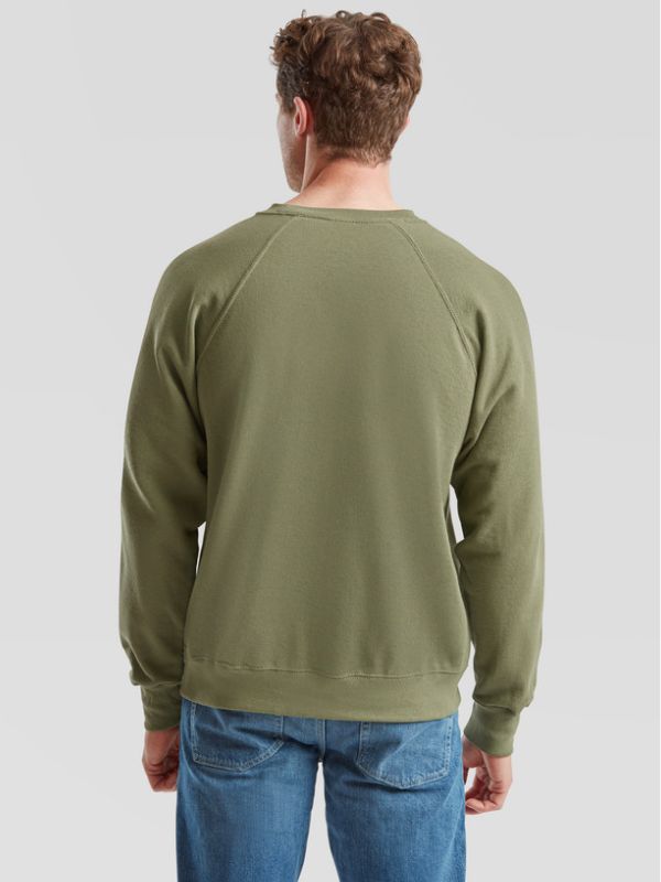 Мужской Свитшот Белый с Начесом Футер Однотонный Fruit of the Loom Classic Raglan Sweat Оливковый S