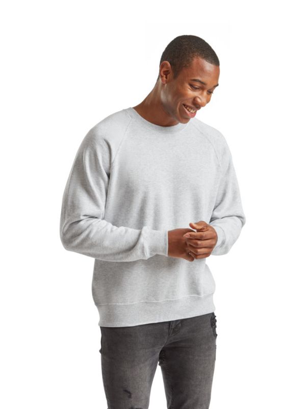 Мужской Свитшот Белый с Начесом Футер Однотонный Fruit of the Loom Classic Raglan Sweat Глубокий Серый Меланж S