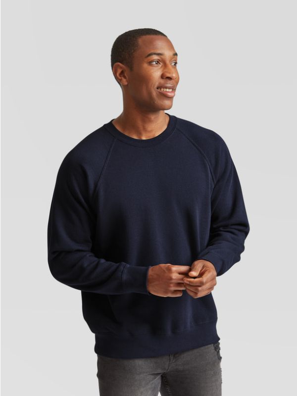 Мужской Свитшот Белый с Начесом Футер Однотонный Fruit of the Loom Classic Raglan Sweat Глубокий Темно-Синий S