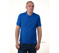Мужская Футболка Поло Премиум Однотонная с Воротником Ярко-Синий Размер M