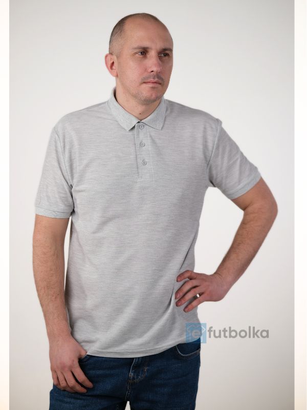 Мужская Футболка Поло Fruit of the Loom Premium Серый Меланж XL