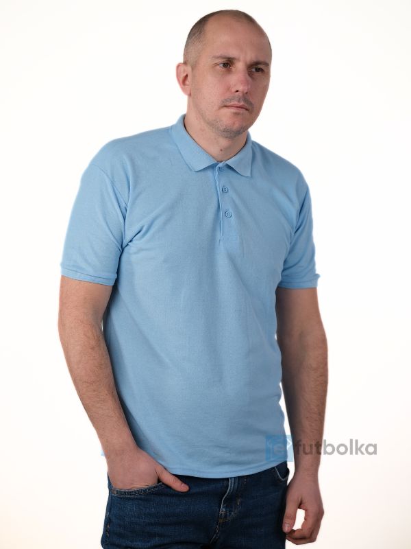 Мужская Футболка Поло Fruit of the Loom Premium Голубой S